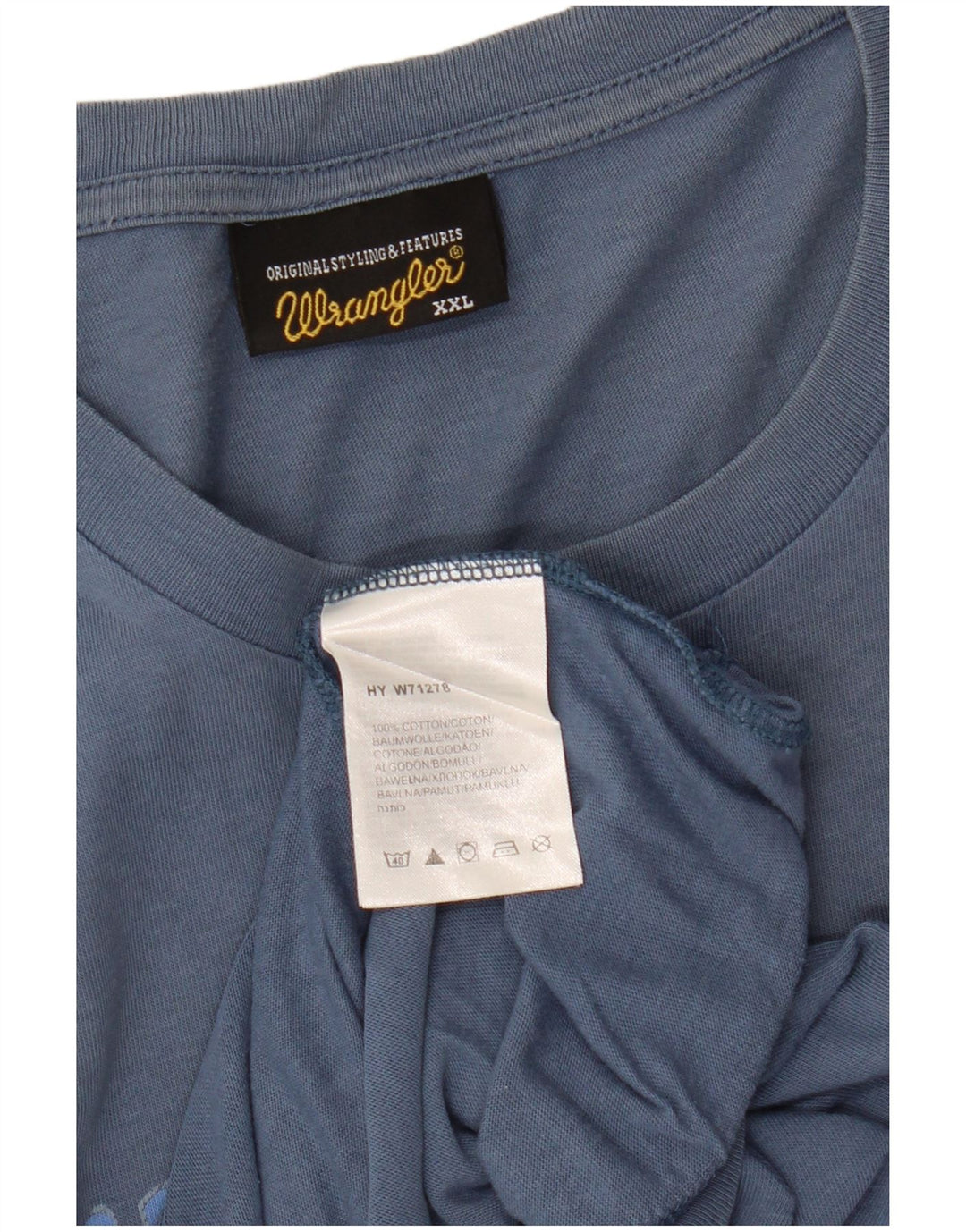 Wrangler Herre Grafisk T-Shirt Top 2XL Blå Bomuld