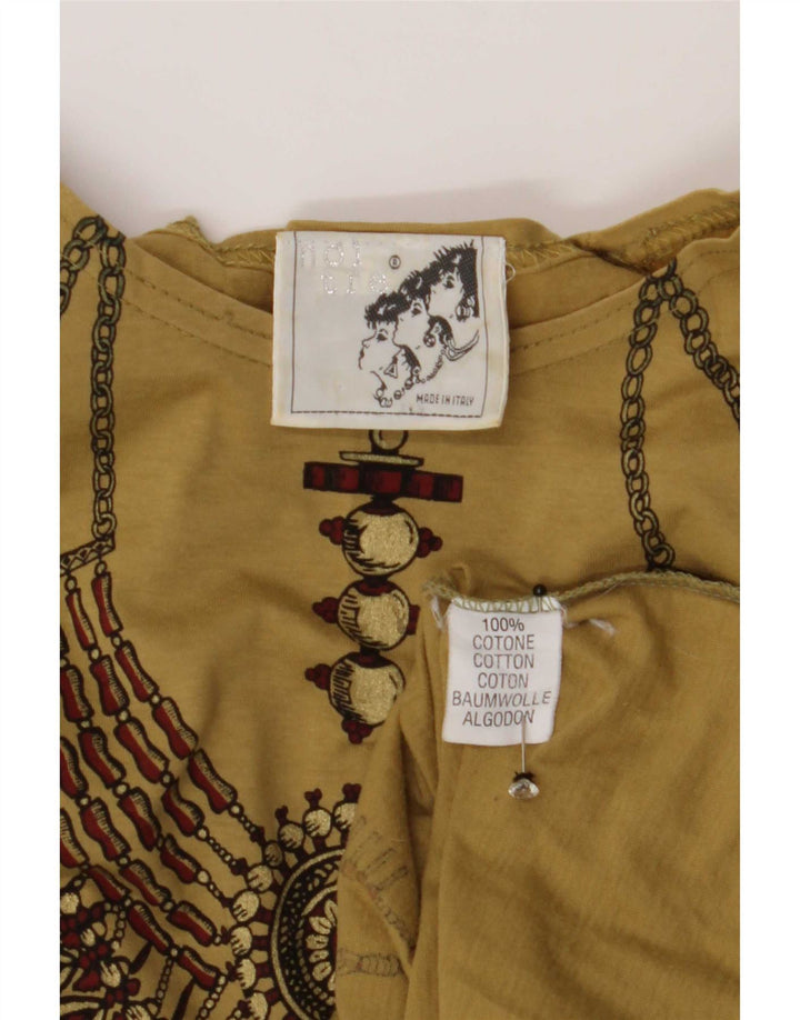 Vintage kvinders abstrakt mønster grafisk t-shirt top IT 46 stor brun