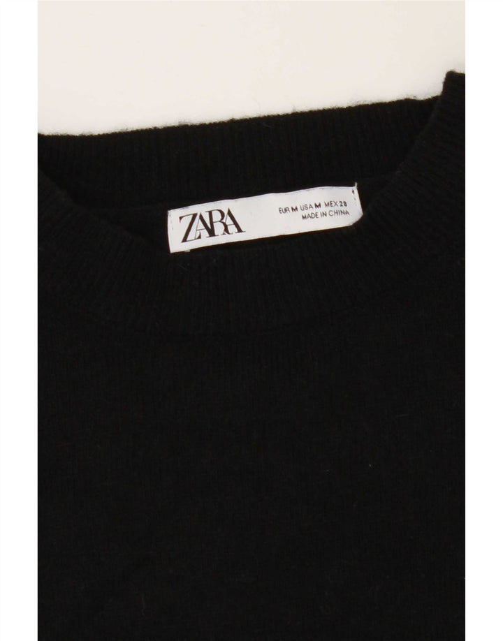 Zara Dame Oversized Crew Neck Jumper Sweater UK 14 Medium Black