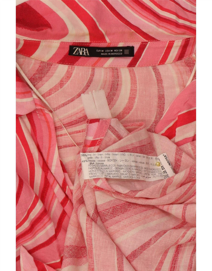 Zara Womens Cut Out Abstrakt Mønster Skede Kjole UK 12 Medium Pink
