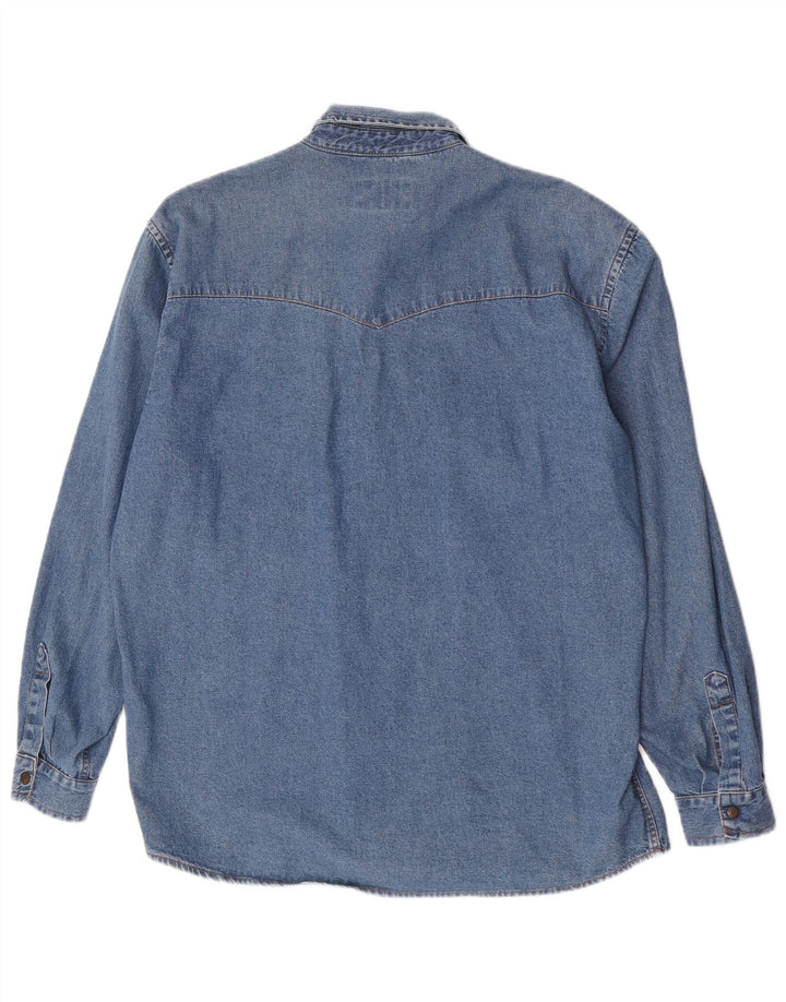 Vintage denimskjorte til mænd, stor blå