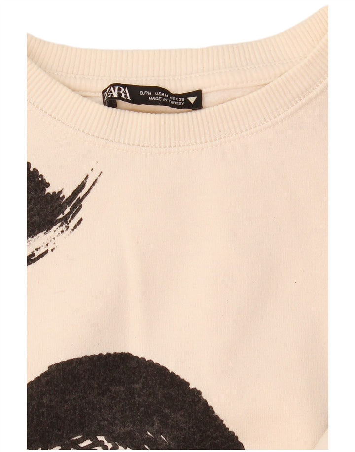 Zara Womens Crop Sweatshirt Jumper UK 14 Medium White Colourblock
