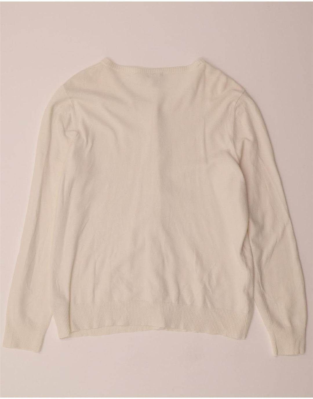 L.L.BEAN Womens Cardigan Sweater UK 16 Large White Cotton Vintage L.L.Bean and Second-Hand L.L.Bean from Messina Hembry 