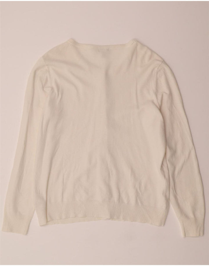 L.L.BEAN Womens Cardigan Sweater UK 16 Large White Cotton Vintage L.L.Bean and Second-Hand L.L.Bean from Messina Hembry 