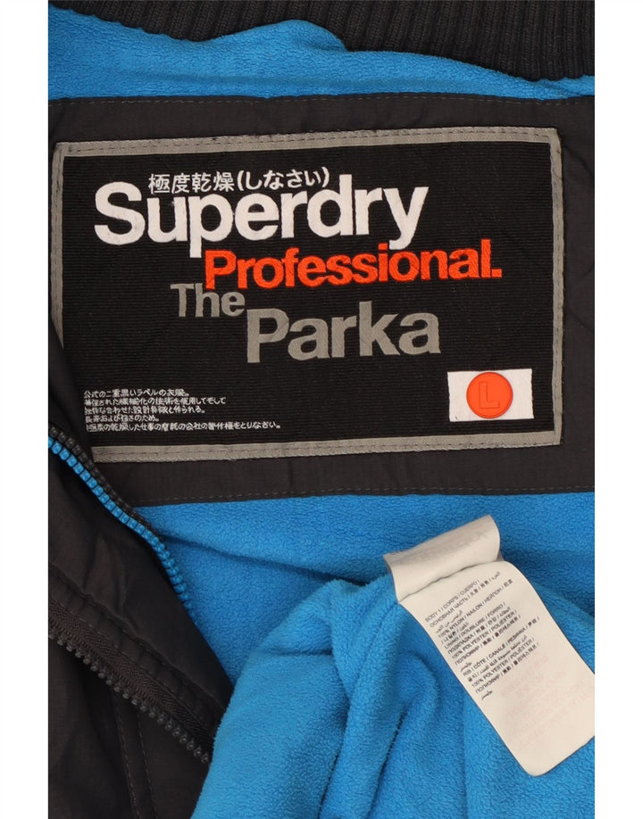Superdry Parkajakke med hætte til mænd UK 40 Stor sort nylon