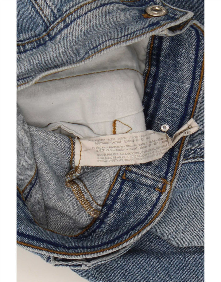 Zara Dame Crop Denim Jacket UK 12 Medium Blue Cotton