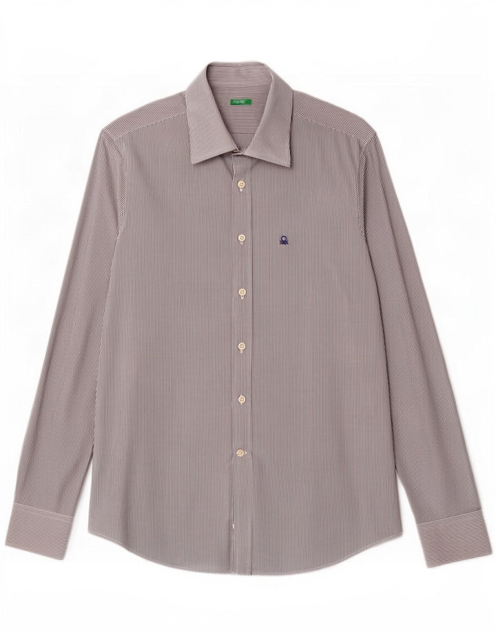 Benetton herreskjorte medium marineblå nålestribe