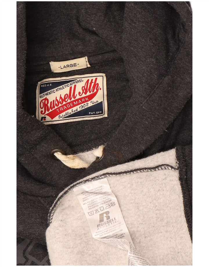 RUSSELL ATHLETIC Grafisk hættetrøje til mænd Stor grå bomuld