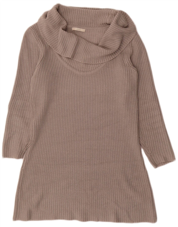 Marks & Spencer Dame Langærmet Roll Neck Jumper Dress UK 12 Medium Grey