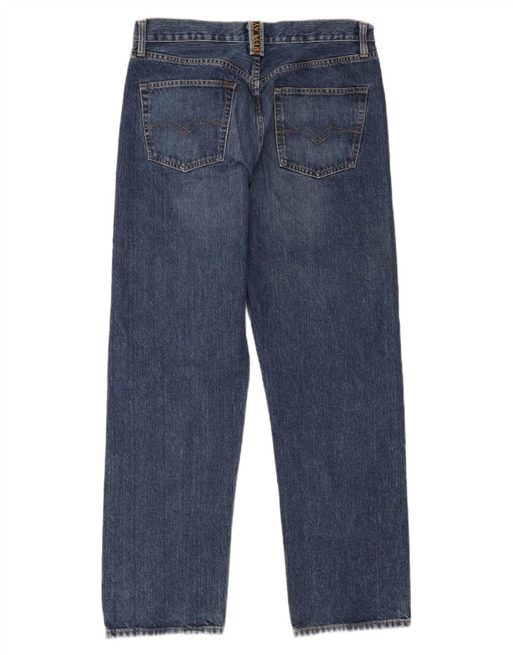 Replay Herre Straight Jeans W34 L30 Blå Bomuld