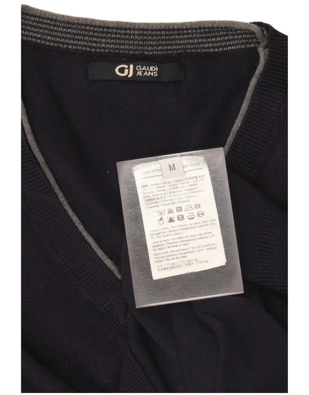 Gaudi Herre V-hals sweater Medium Navy Blue Viscose