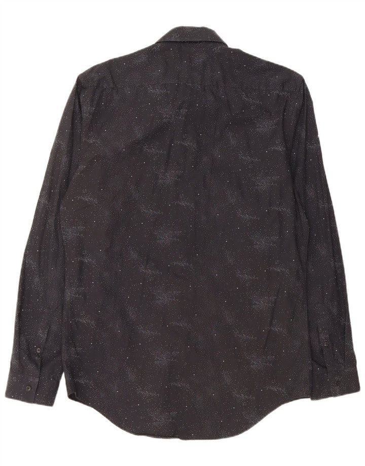 ZARA Mens Slim Fit Shirt Large Black Spotted