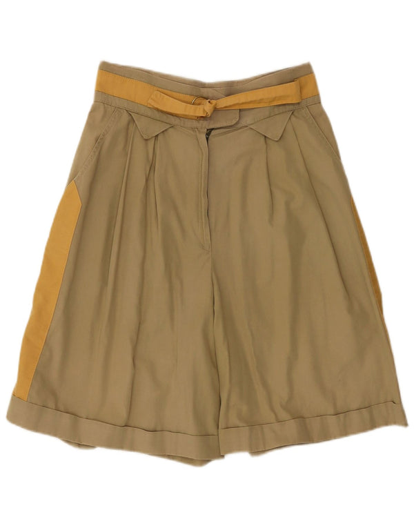 Vintage kvinders højtaljede bermudashorts IT 44 Medium W28 Khaki Colourblock