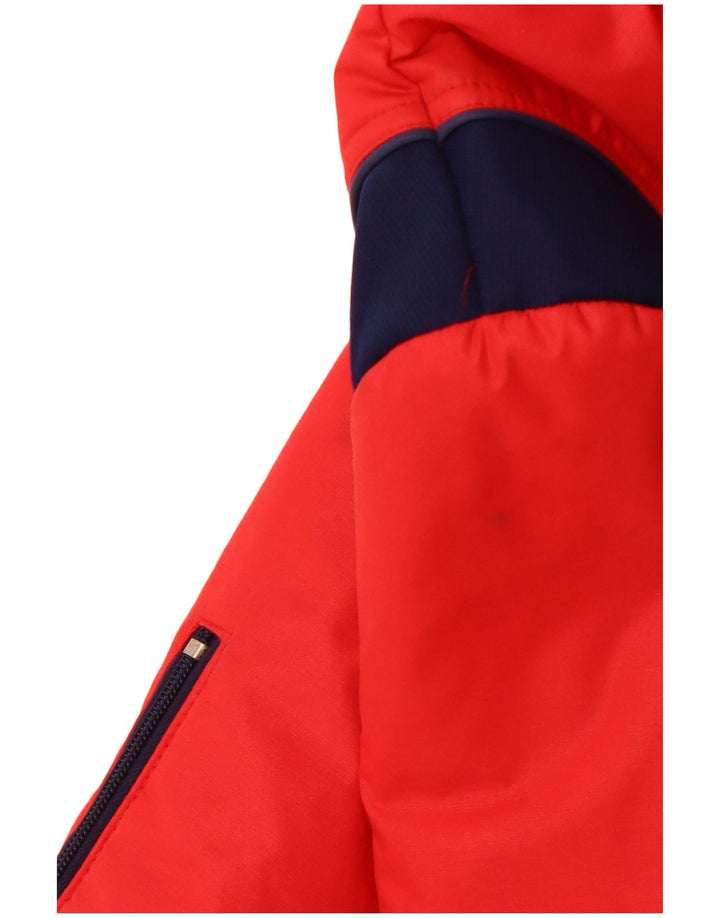 VINTAGE Womens Hooded Padded Jacket IT 46 Large Red Colourblock Polyamide