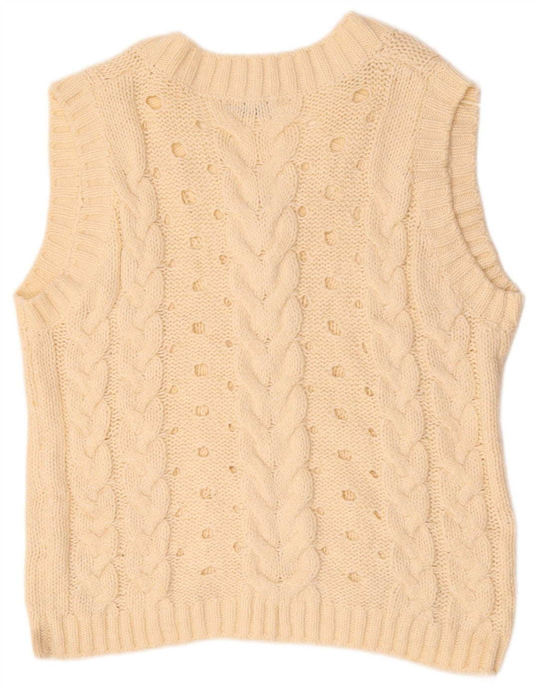 Zara Dame Oversized Vest Tank Top UK 16 Large Off White Akryl