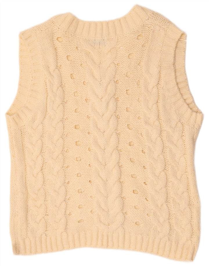 Zara Dame Oversized Vest Tank Top UK 16 Large Off White Akryl