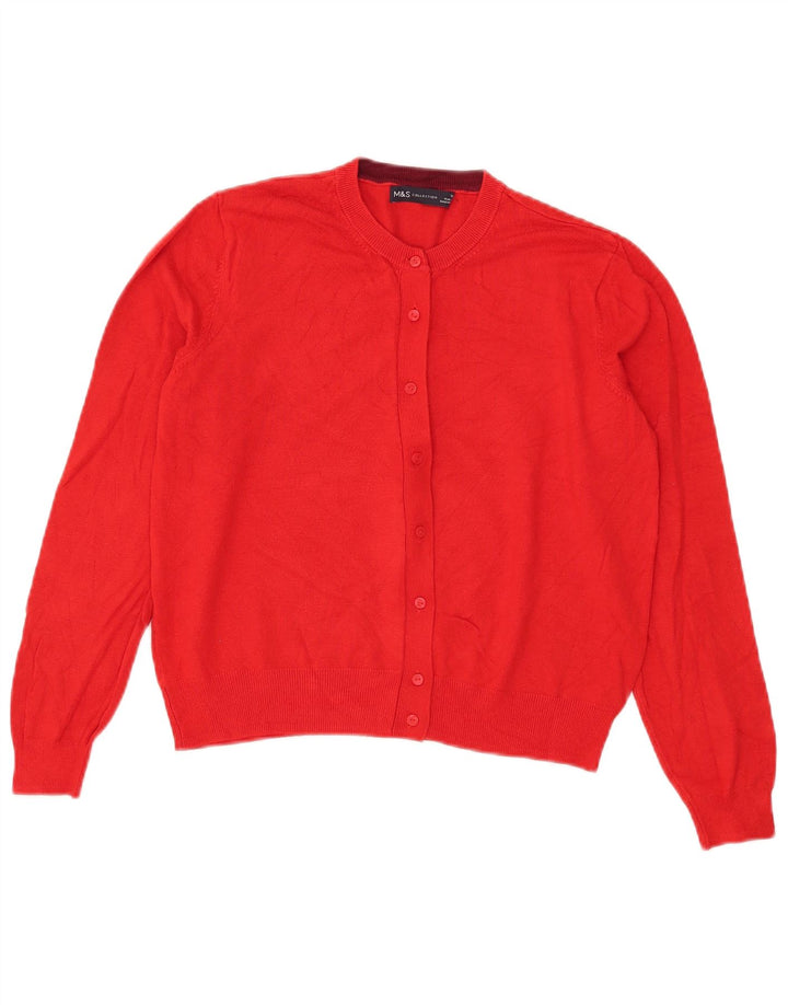 Marks & Spencer Dame Crop Cardigan Sweater UK 14 Medium Red Viscose