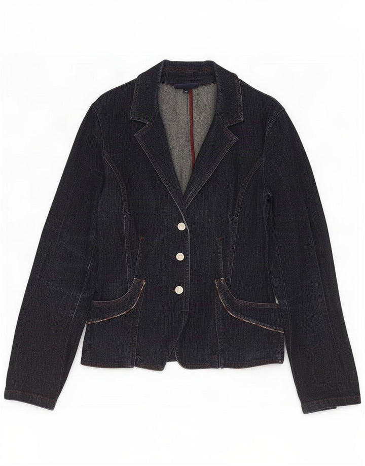 Trussardi Jeans Dame 3 Knaps Denim Blazer Jakke IT 46 Stor Marineblå