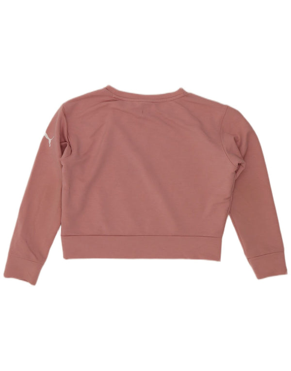 Puma Girls Crop Graphic Sweatshirt Jumper 9-10 år Pink Bomuld