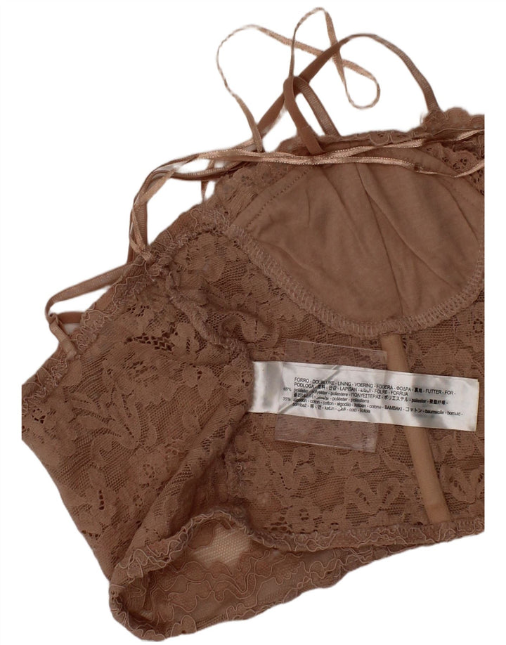 Zara Dame Blonde Korset Top Lille Beige Floral Polyester