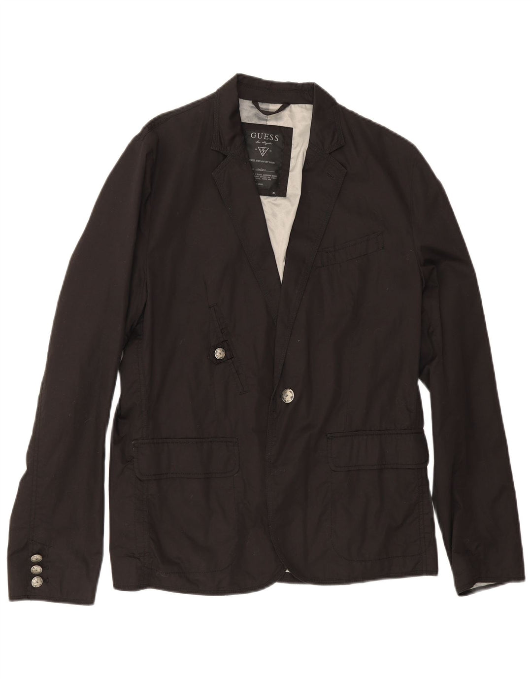 Guess Herre 1 Knap Blazer Jacket UK 42 XL Sort Bomuld