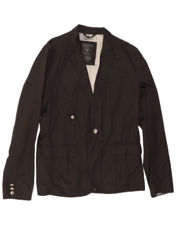 Guess Herre 1 Knap Blazer Jacket UK 42 XL Sort Bomuld