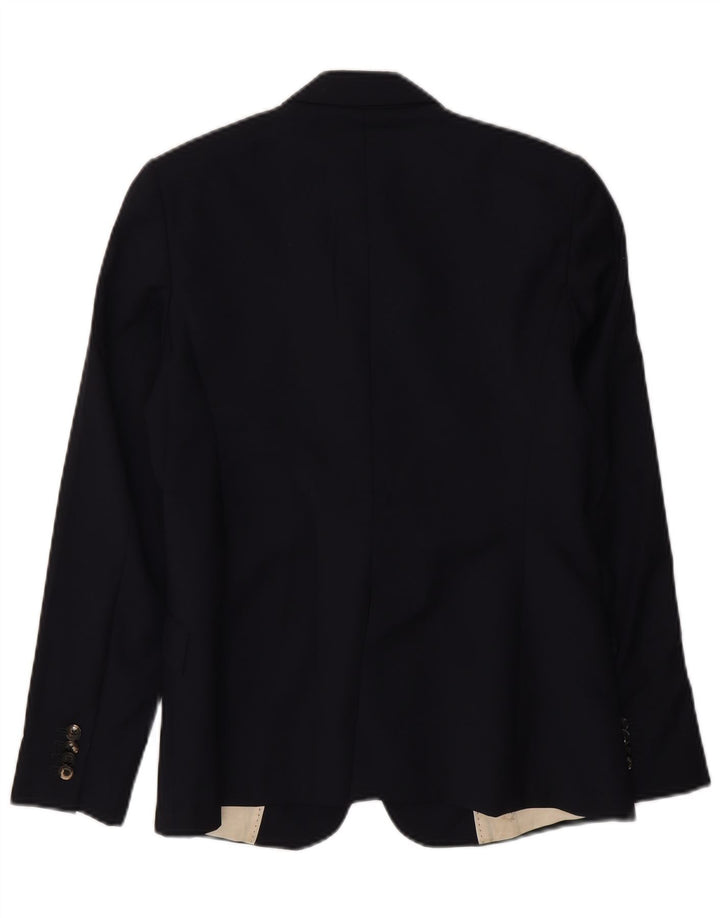 Massimo Dutti Dame 2-knaps blazerjakke EU 40 Mellem marineblå uld