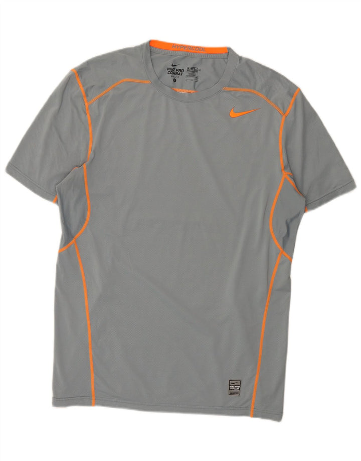 Nike Herre Dri Fit T-shirt Top Large Grå Colourblock Polyester