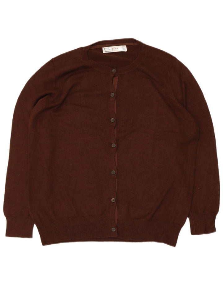 Zara Dame Cardigan Sweater UK 14 Medium Brown Viscose