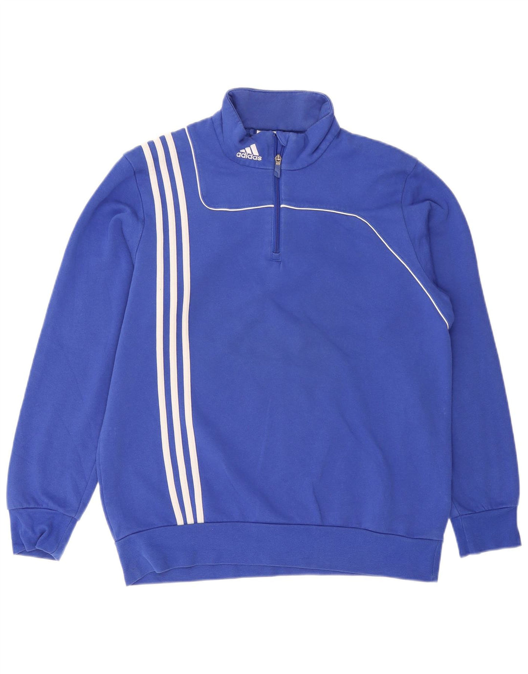 Adidas Sweatshirt med lynlås til mænd, stor blå bomuld