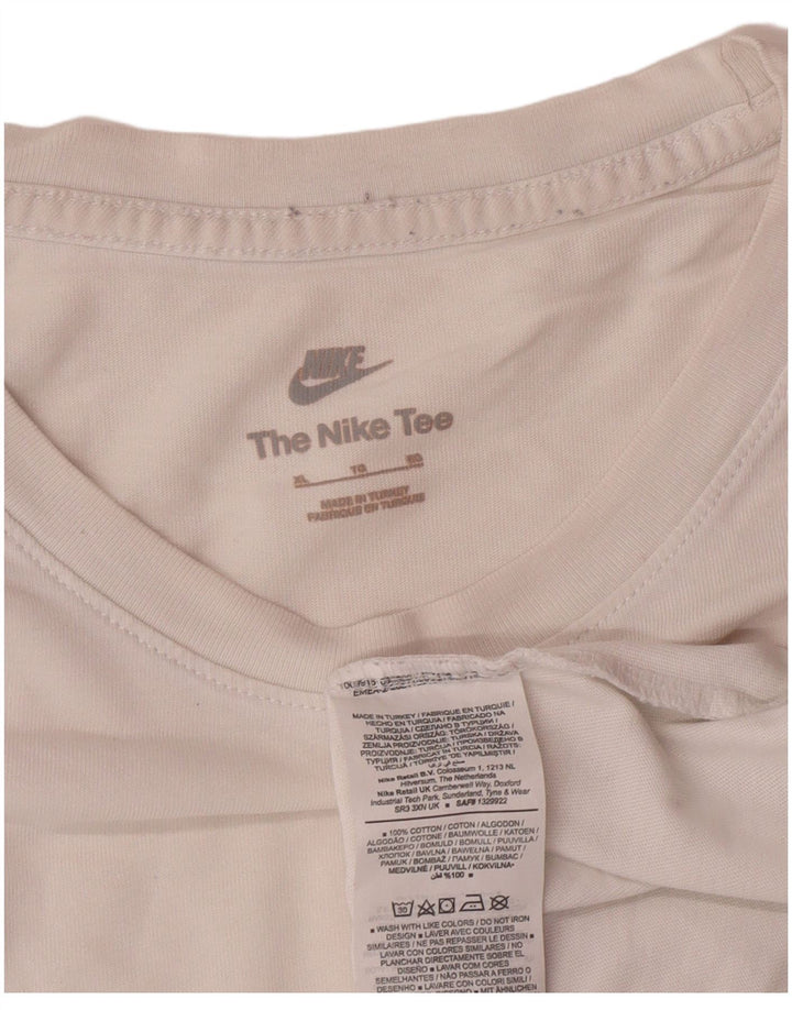 NIKE Grafisk T-shirt top til mænd XL Hvid bomuld