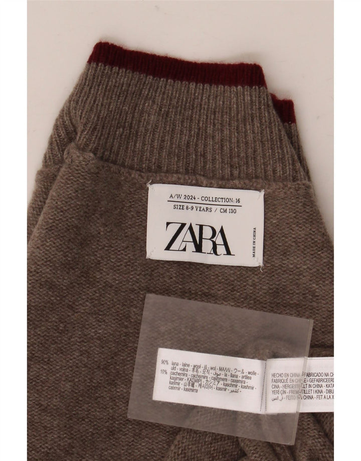 Zara Boys Turtle Neck Jumper Sweater 8-9 år Brun Uld