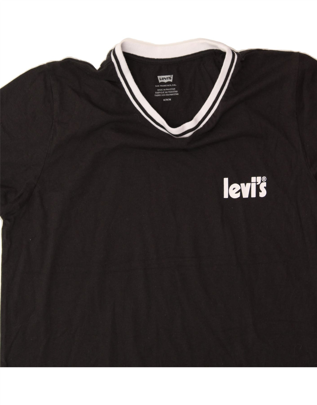 LEVI'S Womens T-Shirt Top UK 14 Medium Black Cotton Vintage Levi's and Second-Hand Levi's from Messina Hembry 