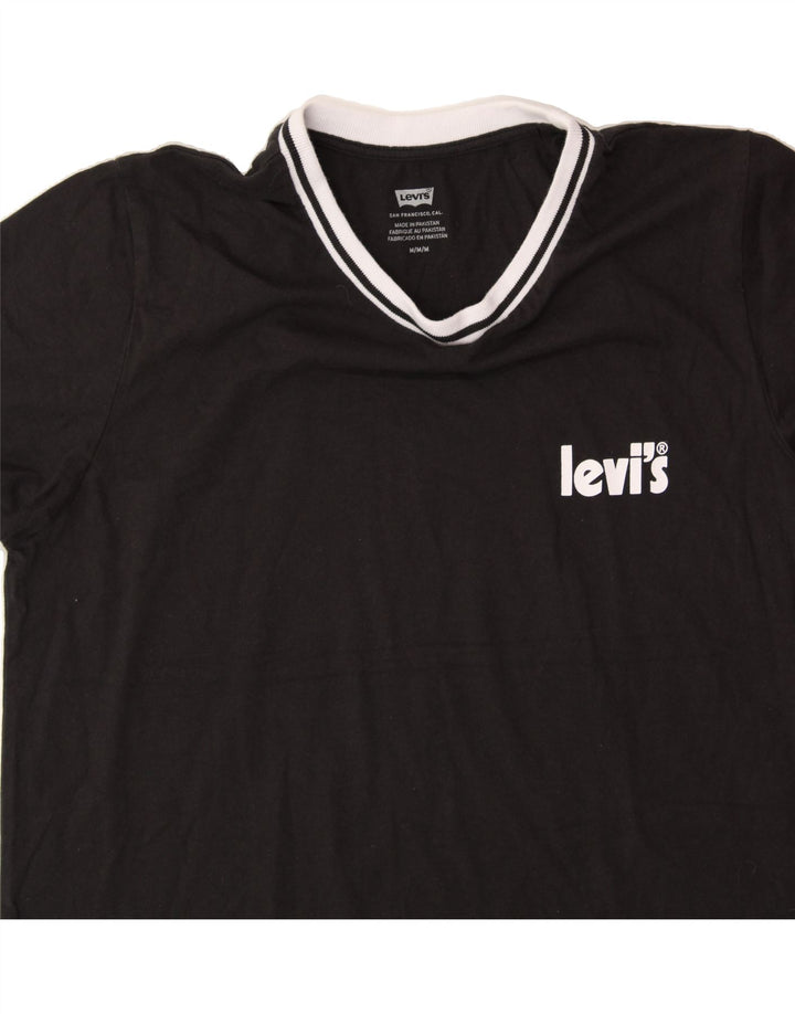 LEVI'S Womens T-Shirt Top UK 14 Medium Black Cotton Vintage Levi's and Second-Hand Levi's from Messina Hembry 