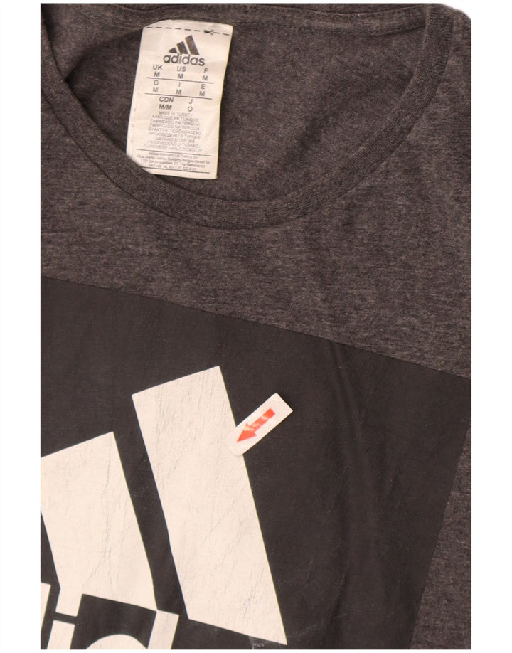 Adidas Herre grafisk T-shirt Top Medium Grey Flecked Bomuld