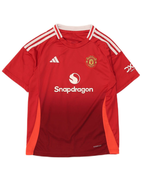 Adidas Boys Manchester United Grafisk T-Shirt Top 12-13 År Rød