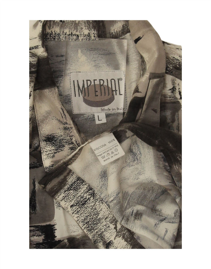 IMPERIAL Mens Shirt Large Grey Patchwork Viscose