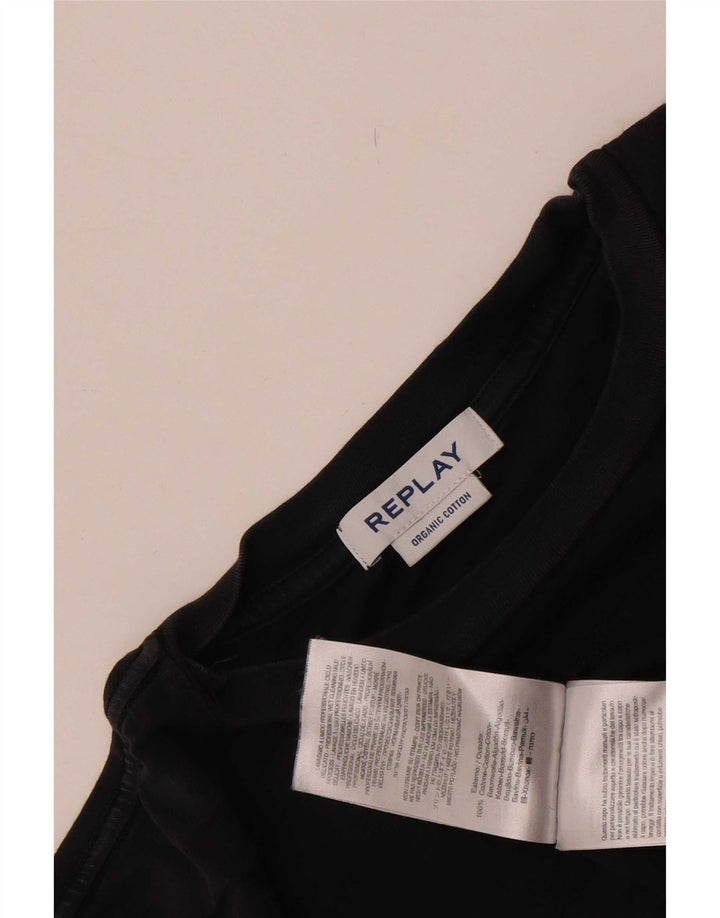 Replay Herre Grafisk T-Shirt Top Stor Sort Bomuld