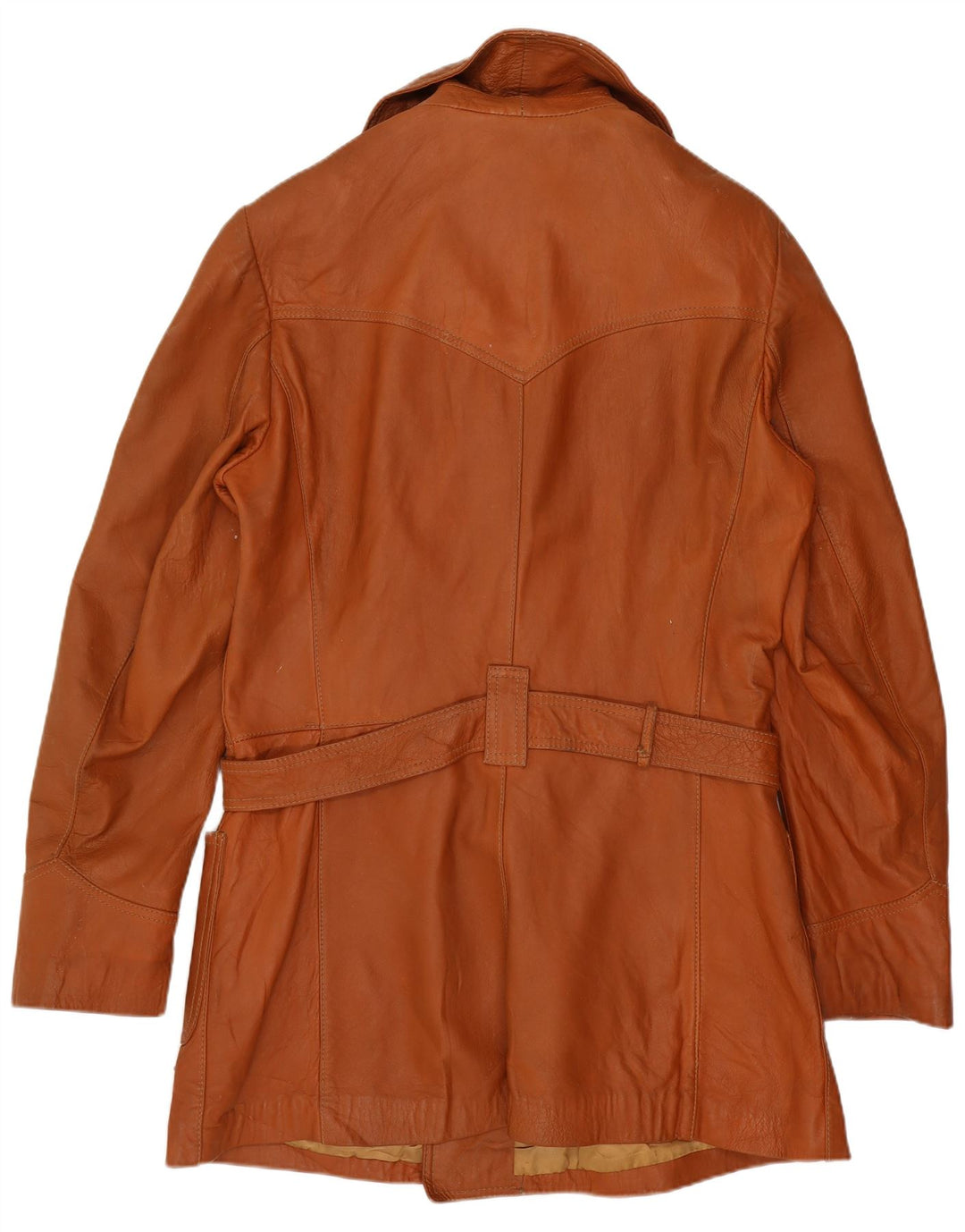 Vintage Dame Dobbeltradet Læderfrakke UK 14 Medium Brun