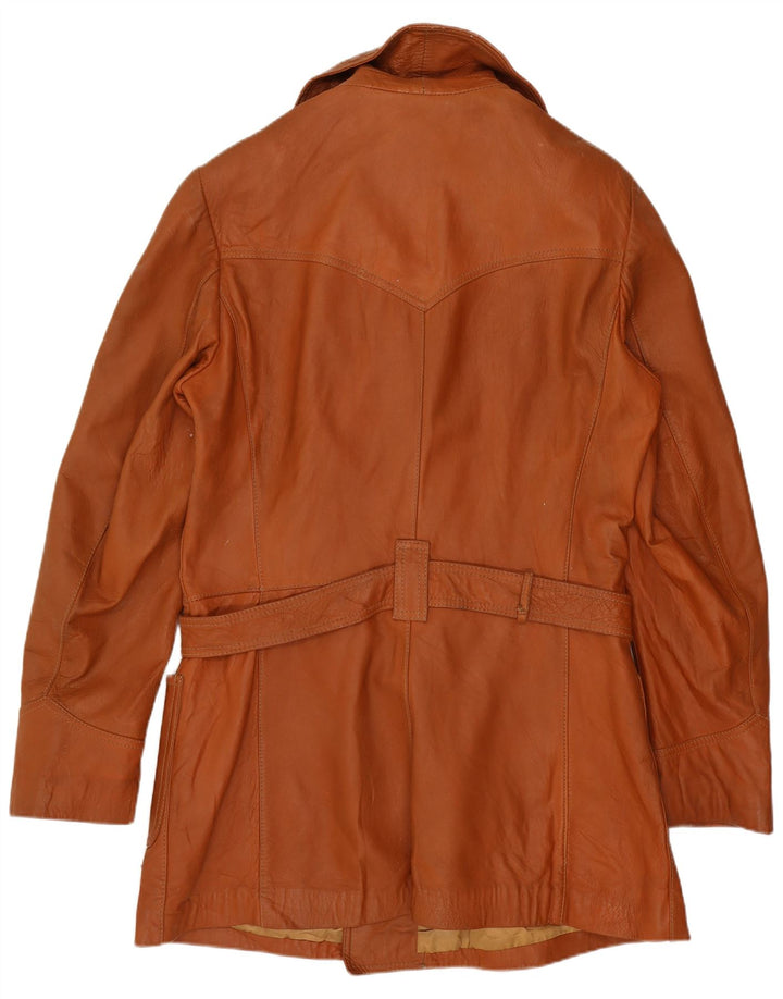 Vintage Dame Dobbeltradet Læderfrakke UK 14 Medium Brun