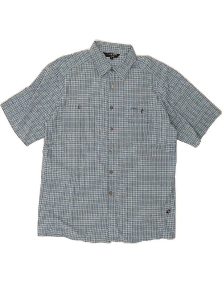 VINTAGE Mens Short Sleeve Shirt XL Blue Check Polyamide Vintage Vintage and Second-Hand Vintage from Messina Hembry 
