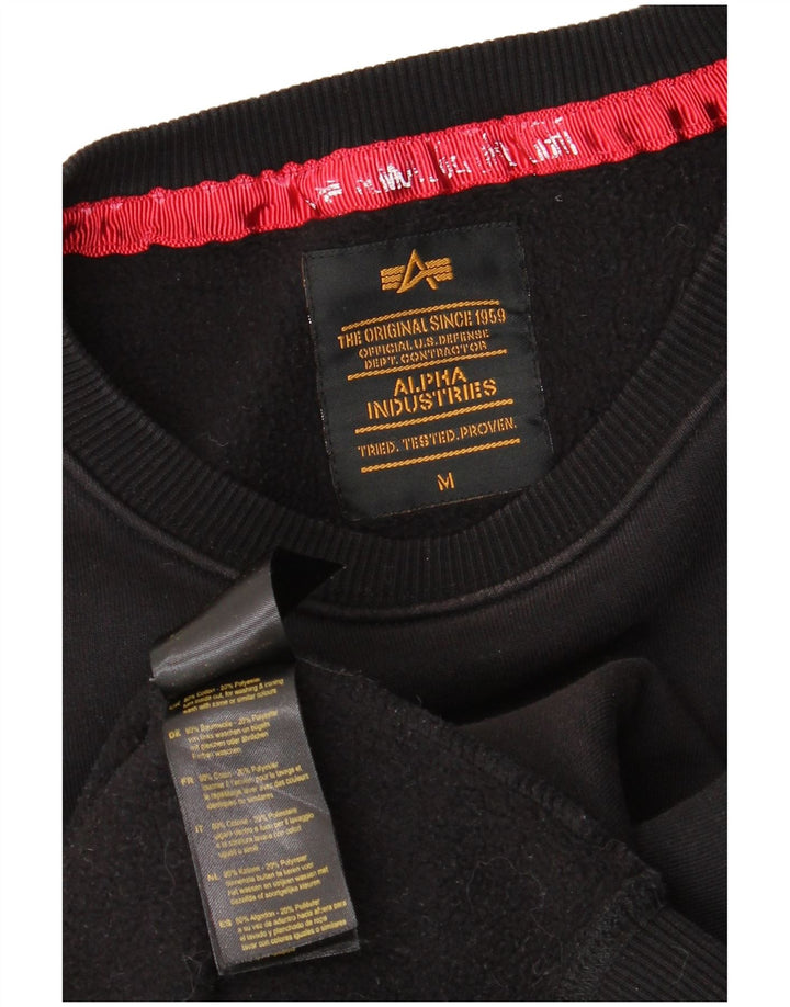 Alpha Industries Herre grafisk sweatshirt Jumper Medium Sort Bomuld