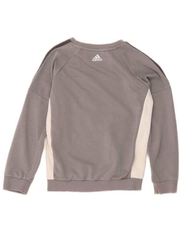 Adidas Boys Graphic Sweatshirt Jumper 7-8 år Grå Colourblock Bomuld