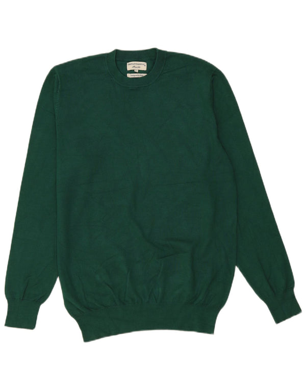 Vintage herre rund hals sweater stor grøn viskose