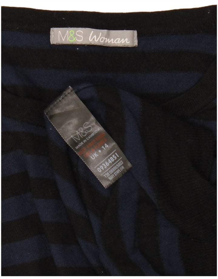 Marks & Spencer Dame Boat Neck Jumper Sweater UK 14 Medium Navy Blue