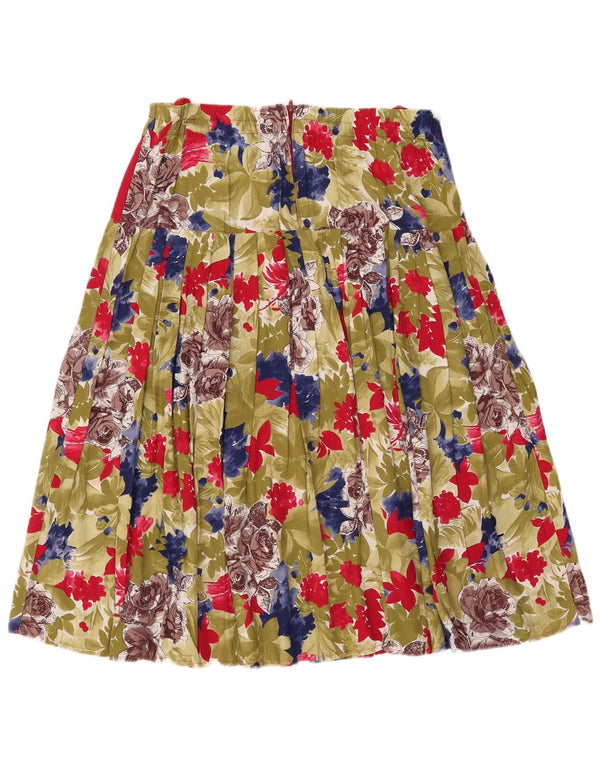Vintage Womens Pleated A-Line Skirt IT 44 Medium W33  Khaki Floral
