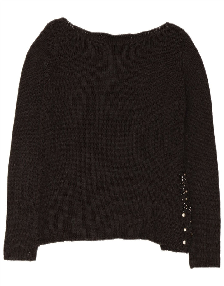 Zara Dame Boat Neck Jumper Sweater UK 12 Medium Black