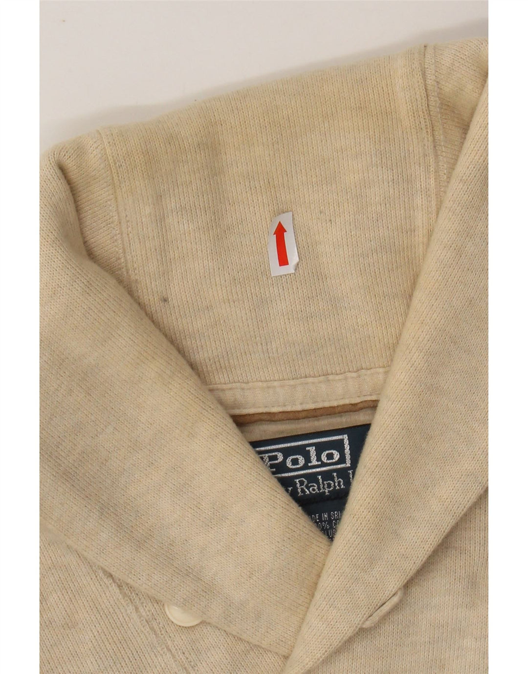 POLO RALPH LAUREN Herre Shawl Neck Jumper Sweater Medium Beige Flecked