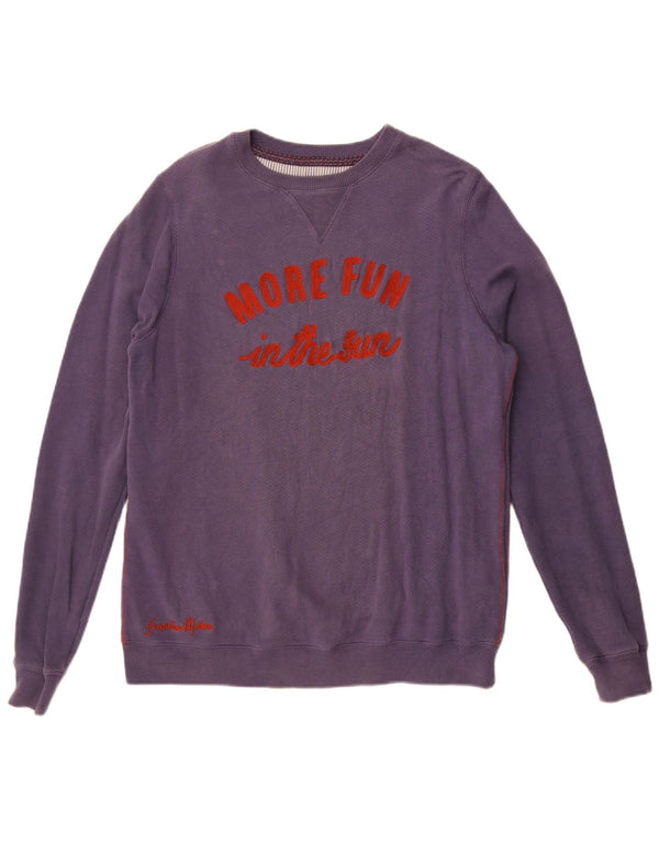 Fat Face Dame Grafisk Sweatshirt Jumper UK 12 Medium Lilla Bomuld