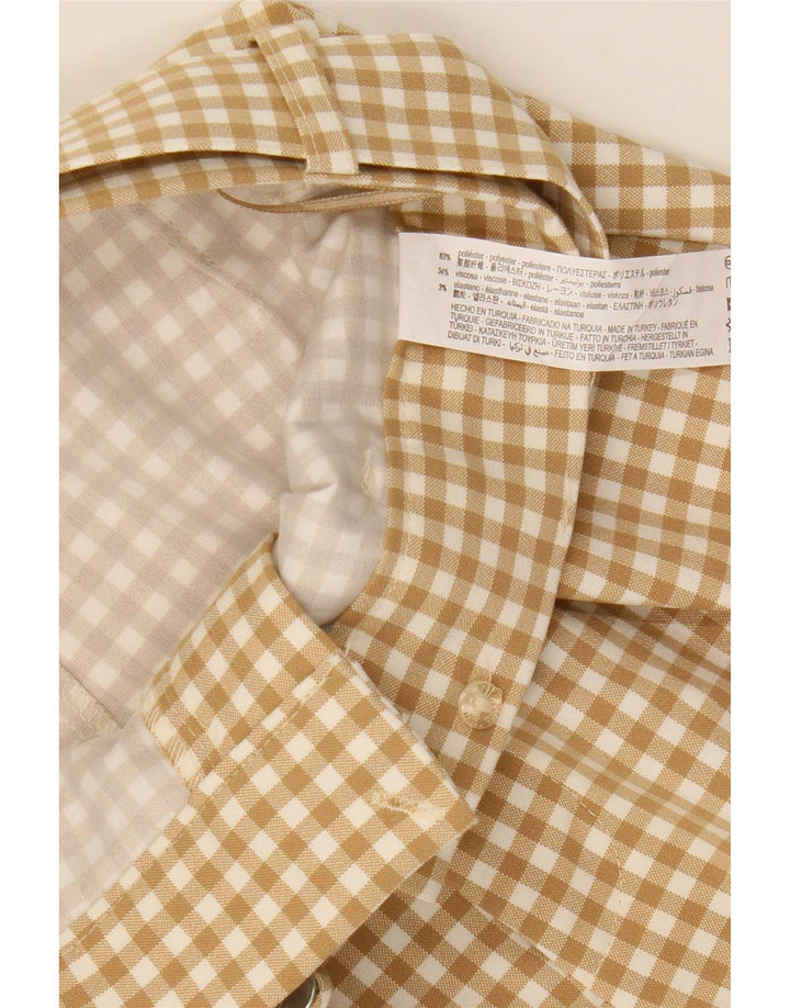 Zara Womens High Waist Hot Pants Small W26 Beige Gingham Polyester